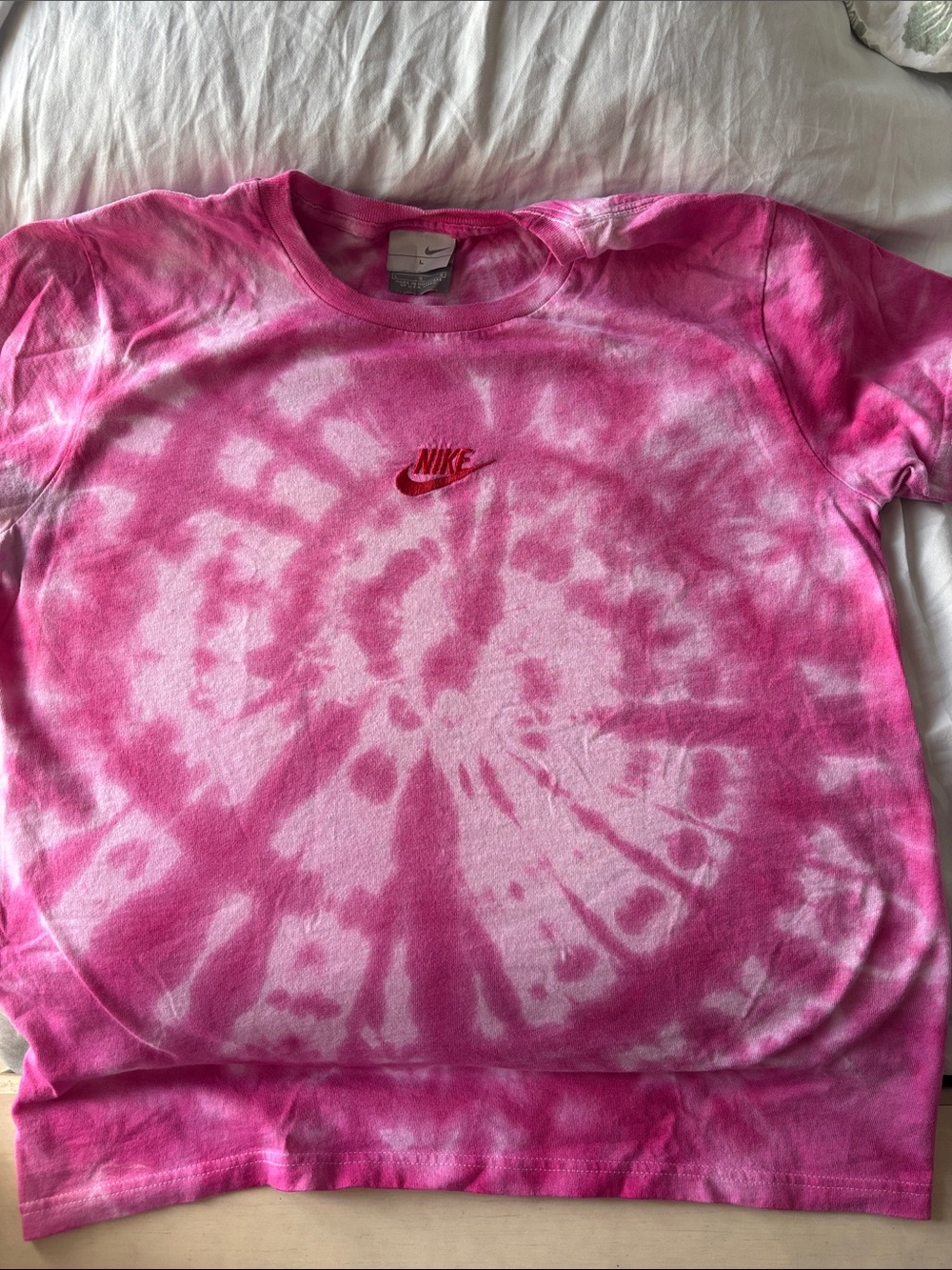 Nike Pink Tie-Dye with Red Swoosh
